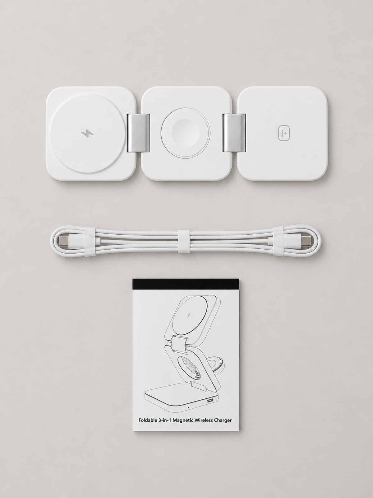 TRIPL charger, USB-C cable and quick start guide